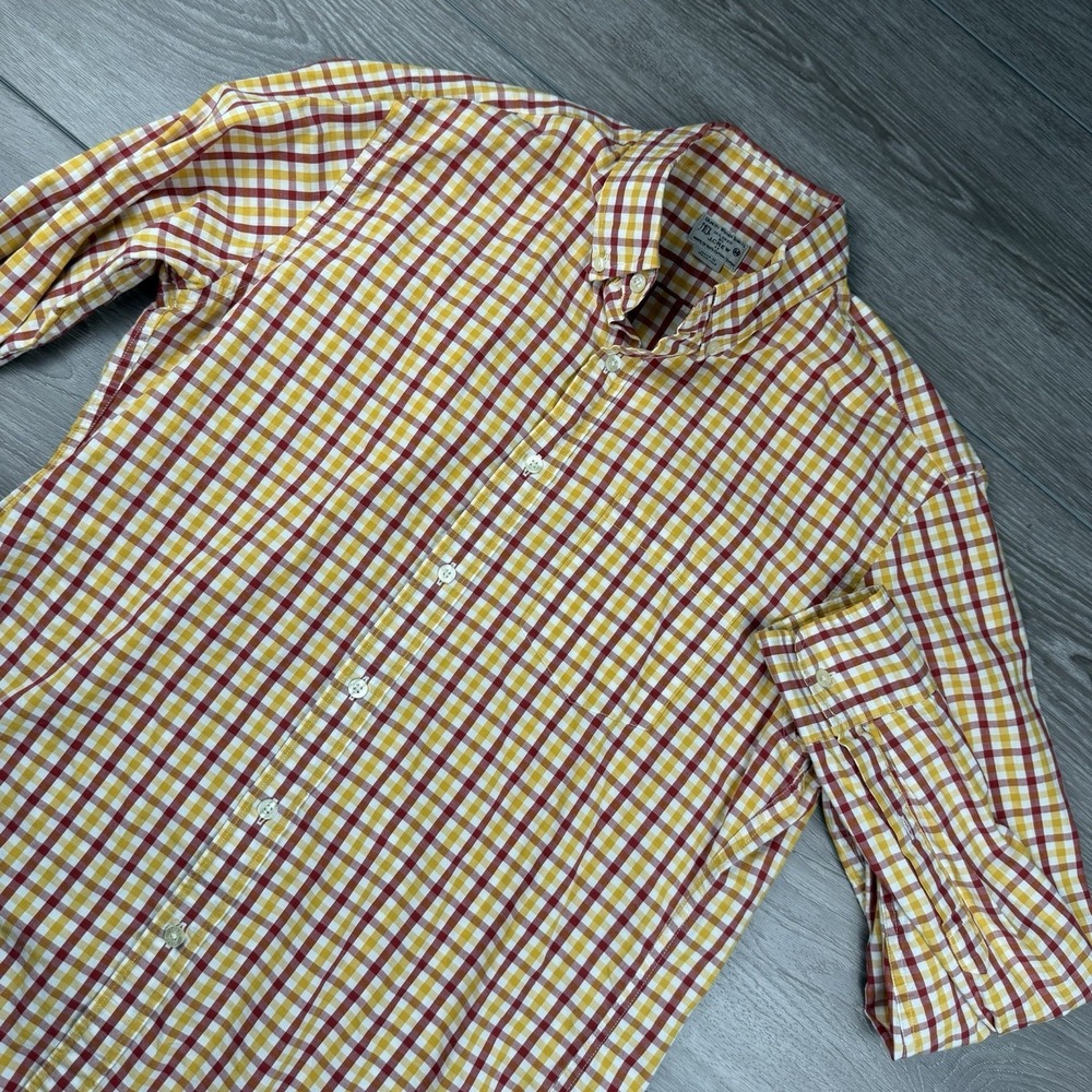 J Crew‎ Men's Long Sleeve Plaid Cotton Button Down Shirt Red Yellow Size Medium
